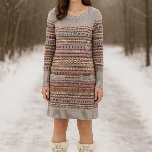 Sundance Dresses & Skirts - Sundance Elise Lighthouse Fair Isle Wool Knit Dress Size XL